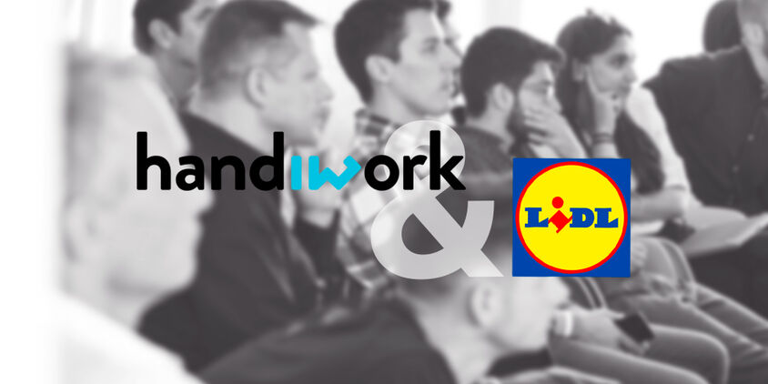 Photo représentative d'un séminaire avec les logos Handiwork et Lidl